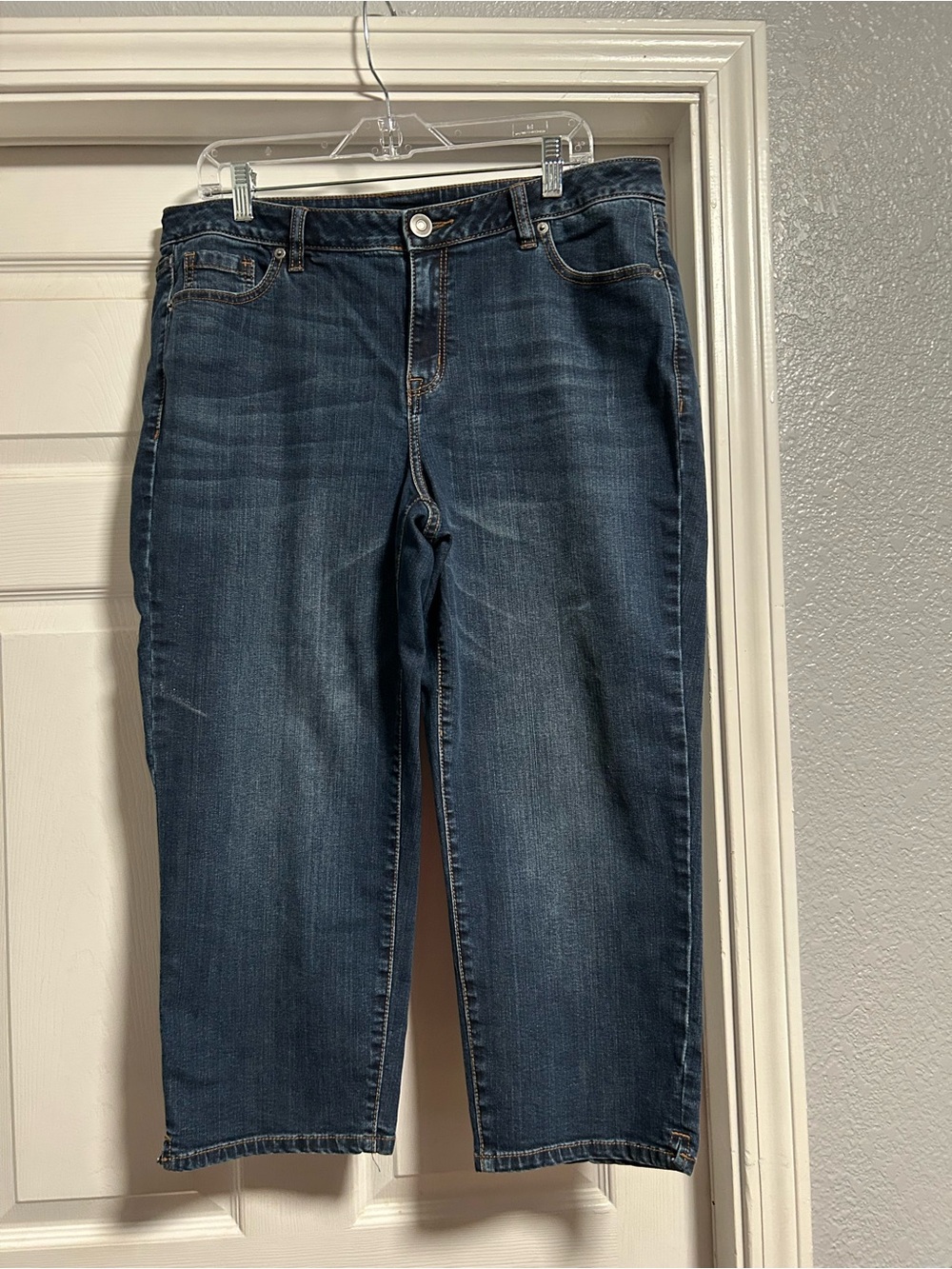 Lane Bryant Venezia Dark Wash Straight Leg cropped jeans